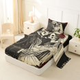 thumbnail image 2 of Homewish Vintage Black Rose Skeleton Wedding Twin Sheets for Men, Romance Floral Bedding, 3 Pieces, 1 Flat Sheet, 1 Fitted Sheet and 1 Pillowcase, 2 of 5