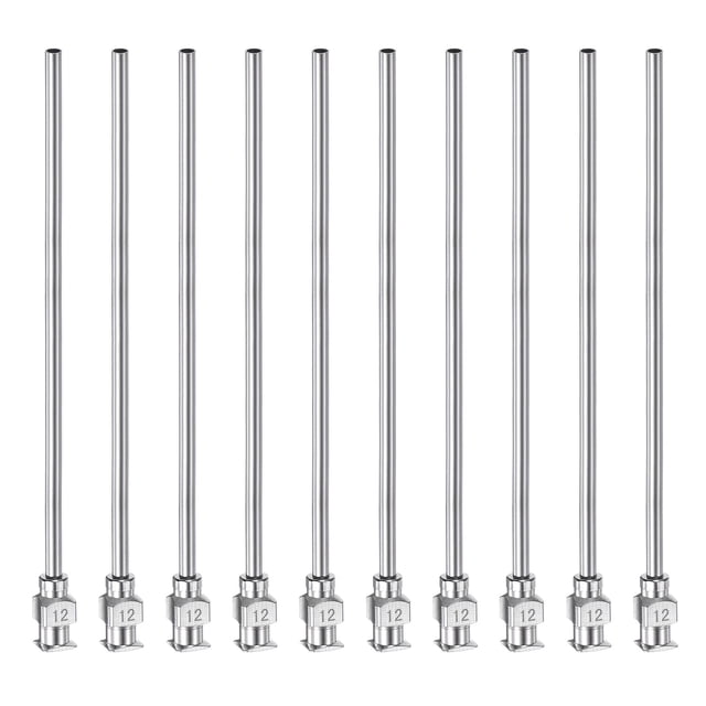 Uxcell 10 Pcs Aiguilles Distributrices en Acier Inoxydable 12G, Tube à Colle 4 Pouces Pointe Émoussée