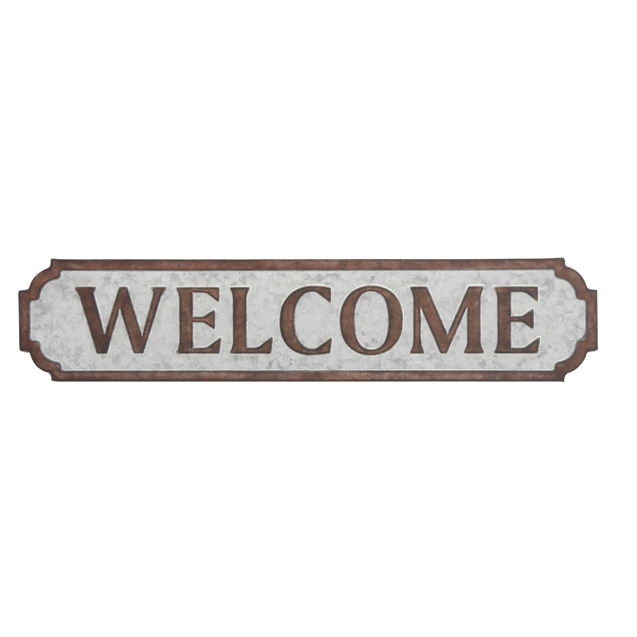 DecMode Brown Metal Welcome Sign Wall Decor