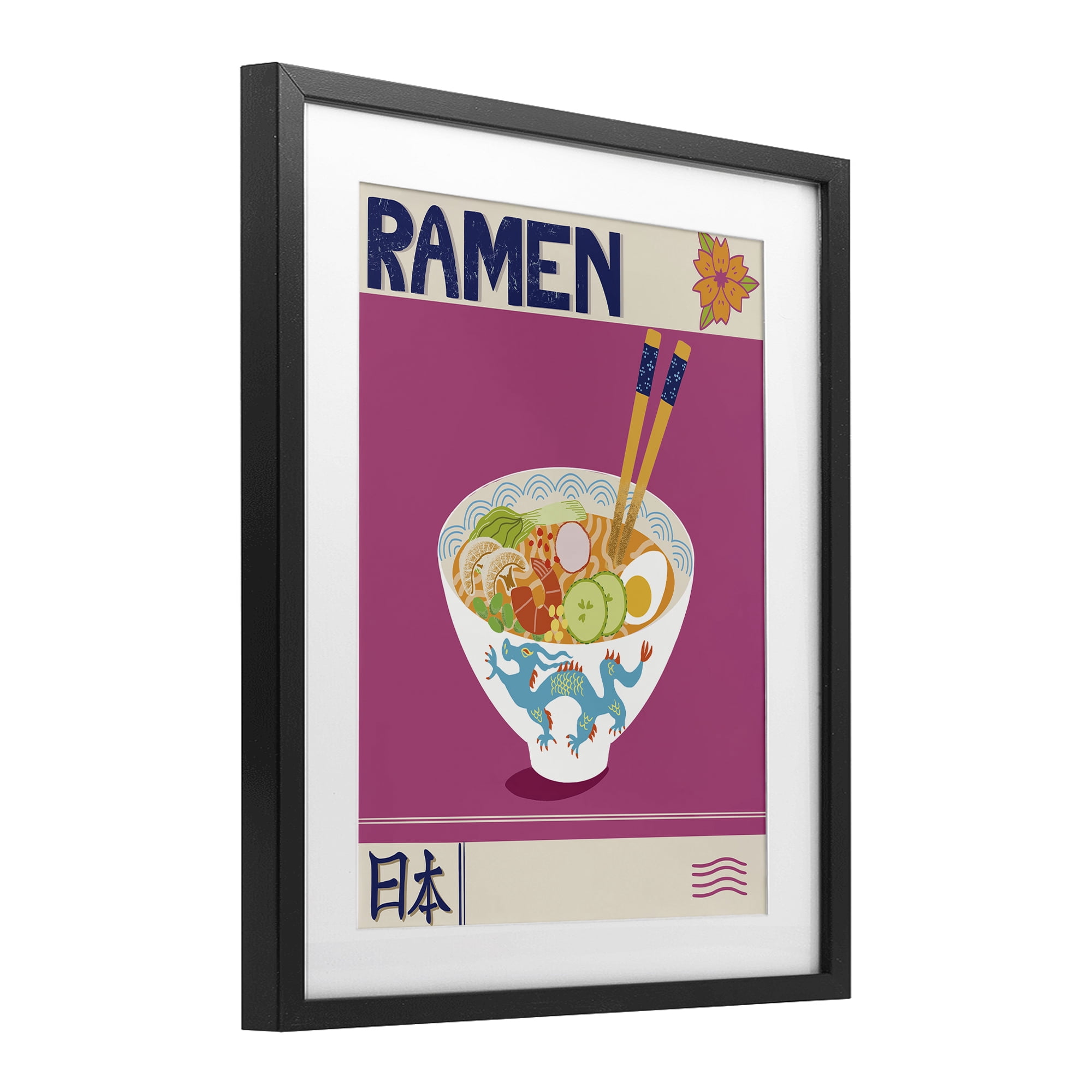 Stupell Industries Enchanted Japanese Ramen Black Framed Print Under Glass, design by Jo Reid