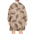 thumbnail image 2 of Football with Symbols Pattern Wearable Oversized Blanket,Wearable Blanket Hoodie for Adults,Cozy Hooded Blankets with Super Pockets,Super Warm Fuzzy Pullover for Women & Men, 2 of 6