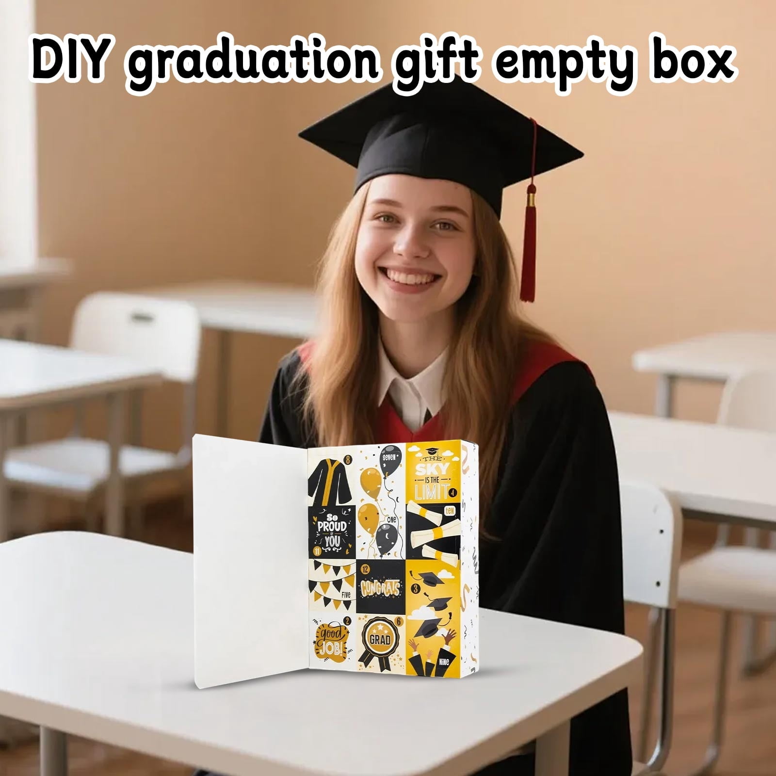Cthrlog Graduation Gift DIY Box 12-Day Celebration Kit for Graduates Party Decorations Customizable Empty Gift Box for College High School Graduation 2026