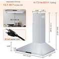 thumbnail image 7 of Litake Range Hood 30 inch, 265 CFM Wall Mount Vent Hood for Kitchen, Ducted/Ductless Range Hood Stainless Steel with Touch Control 3 Speed Exhaust Fan, Adjustable Chimney & LED Light, Silver, 7 of 7