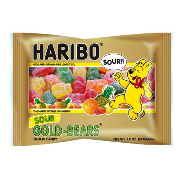 144 PACKS Haribo New Sour GoldBears Gummi Candy in 1.8 oz Individual