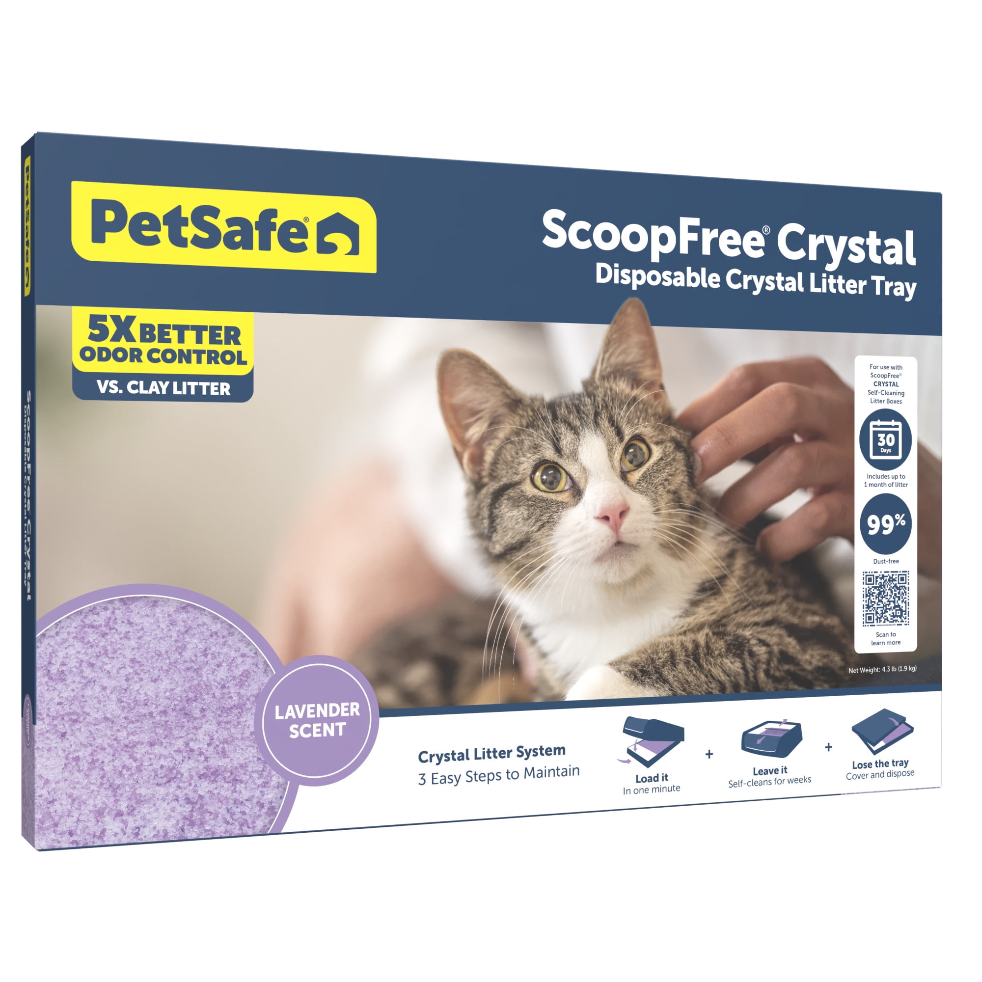 (2 pack) PetSafe ScoopFree Crystal Replacement Lavender Scented Litter Tray  Easy Cleanup with Disposable Tray  Includes Leak Protection and Low Tracking Litter