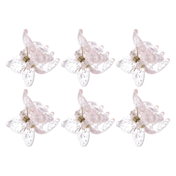 Unique Bargains 6Pcs Fashion Butterfly Small Hairdo Clip Gold Tone Pink