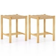 thumbnail image 1 of Juego de 2 Taburetes de comedor Costway 45 cm cuerda de papel Patas de Madera de caucho natural, 1 of 3