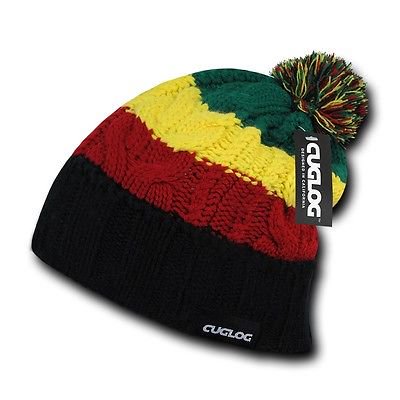 - Black Rasta Marley Jamaican Warm Woven Winter Sweater Pom Slouch Beanie Hat Cap