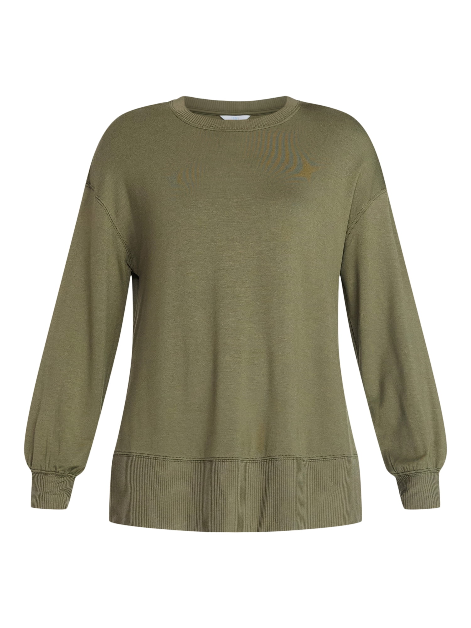 Time and Tru Women's French Terry Tunic Top with Long Sleeves, Sizes XS-XXXL