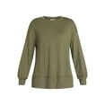 thumbnail image 4 of Time and Tru Women's French Terry Tunic Top with Long Sleeves, Sizes XS-XXXL, 4 of 6
