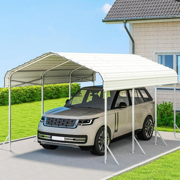 TIME RAY 10x15 Ft Carport, Heavy Duty Metal Car Port, All-Weather Protection, Easy Assembly for Cars, Trucks, Boats, Tractors, and Outdoor Storage