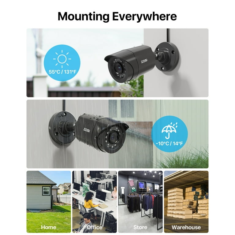 ZOSI 8CH 5MP DVR Security System, 8 1080P Weatherproof Cameras