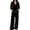 Black, variant on Xijirk Women 2 Piece Velvet Outfit V Neck Long Sleeve Loose Top and Wide Leg Elastic Waist Pants Set for Loungewear Daily Casual Wear,Khaki,S
