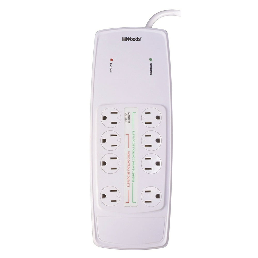 Woods 041708 8Outlet Electronics EnergySaving Surge Protectors, 6