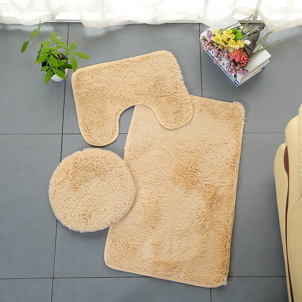 SPRING PARK 3Pcs Bath Mat Set Antislip Bathroom Floor Mat Toilet Rug
