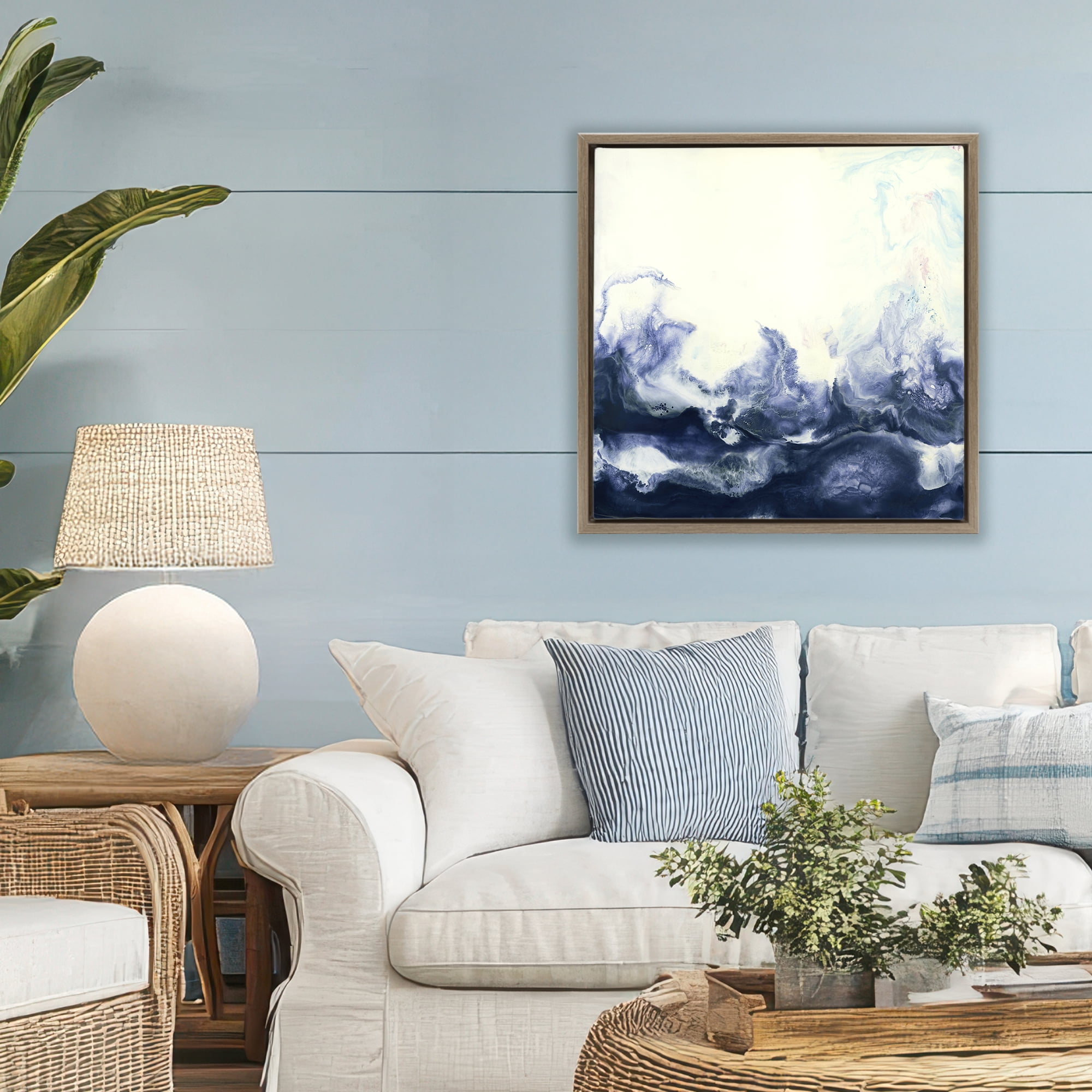 Stupell Industries Oceanic Fluid Swirl Brown Framed Floater Canvas Wall Art, design by Laura Van Horne