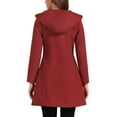 thumbnail image 3 of INSPIRE CHIC Hooded Toggle Button Up Duffle Coat for Women's Winter Outwear S Dark Red, 3 of 6