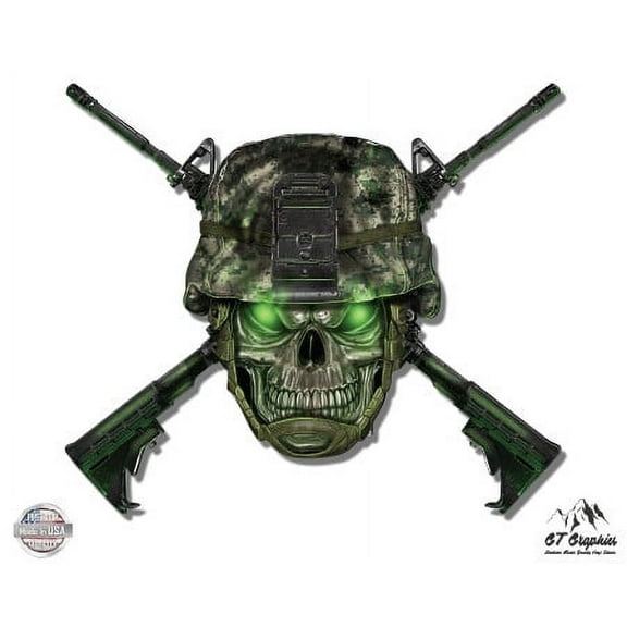 Soldier Military Army Camouflage Skull - 3" Vinyl Sticker - For Car Laptop I-Pad Phone Helmet Hard Hat - Waterproof Decal