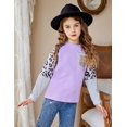 thumbnail image 3 of Oudiya Girls Long Sleeve Shirts with Unique Pocket Casual Color Block Top Tee Blouse for Kids 5-12 Years, 3 of 8