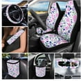 thumbnail image 2 of Jeiento Boho Floral Car Front Seat and Rear Bench Cover with Steering Wheel Cover Shoulder Cushion Trash Bin Cup Holder Wrist Key Chain 15 Pcs Set for Women Men, 2 of 6