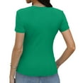 thumbnail image 5 of Womens Short Sleeve Crop Tops Athletic Layering Outfit Crew Neck Tight Shirt Y2k Trendy Athletic Teen Girls Basic Tee Cute Thermal Slim Fitted Juniors Tops Green S, 5 of 7