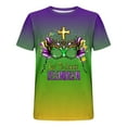 thumbnail image 4 of Xixinqiwan Mardi Gras Short Sleeve Shirts for Men,Mens Round Neck Carnival Themed Tshirt Funny Mask Graphic Tee New Orleans Parade Custume Tops, 4 of 6