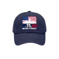 thumbnail image 2 of 9/11 Never Forget American Flag Baseball Cap - 9.11.01 Twin Towers Vintage Washed Cotton Patriot Day Commemorative Hat, Adjustable Unisex Dad Cap for Men and Women, 2 of 6