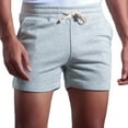 thumbnail image 2 of pstuiky Pantalones cortos de gimnasio, Pantalones cortos deportivos de algodón liso de tres puntos con cintura media y cordones para hombre Pantalones cortos para correr para hombre, 2 of 7
