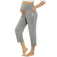 thumbnail image 2 of AGWOLF Women's Maternity Yoga Capri Wide Leg Pants Over Belly Stretchy Pregnancy Cropped Trousers Loose Comfy Straight Leg Pants with Pockets, 2 of 8