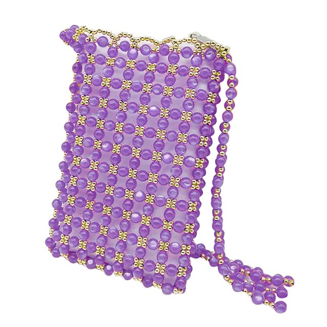 pequeño hecho para mujer, tejido con , bandolera acrílica, herramienta para manualidades DIY Púrpura BLESIY Fabricación de bolsos de Crossbody con cuentas