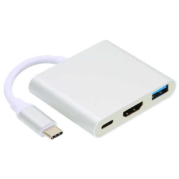 3-in-1 4K Type-C Docking Station: HDMI, USB PD, and Multiport Adapter (Silver)
