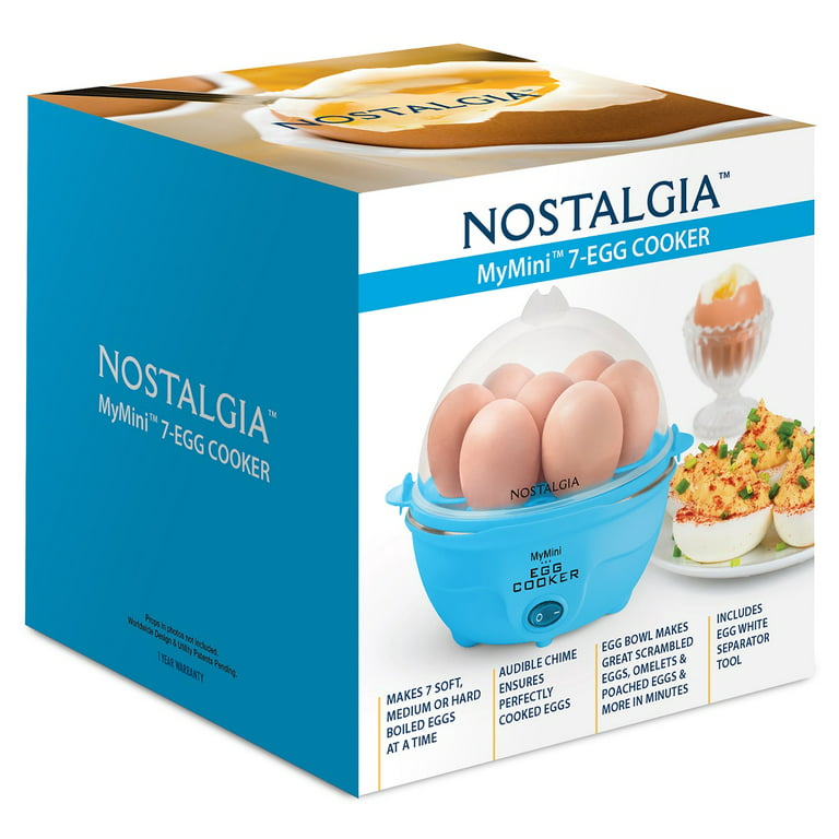 Nostalgia My-mini 7 Egg Cooker Egg Cooker with steamer bowl, One touch, Teal