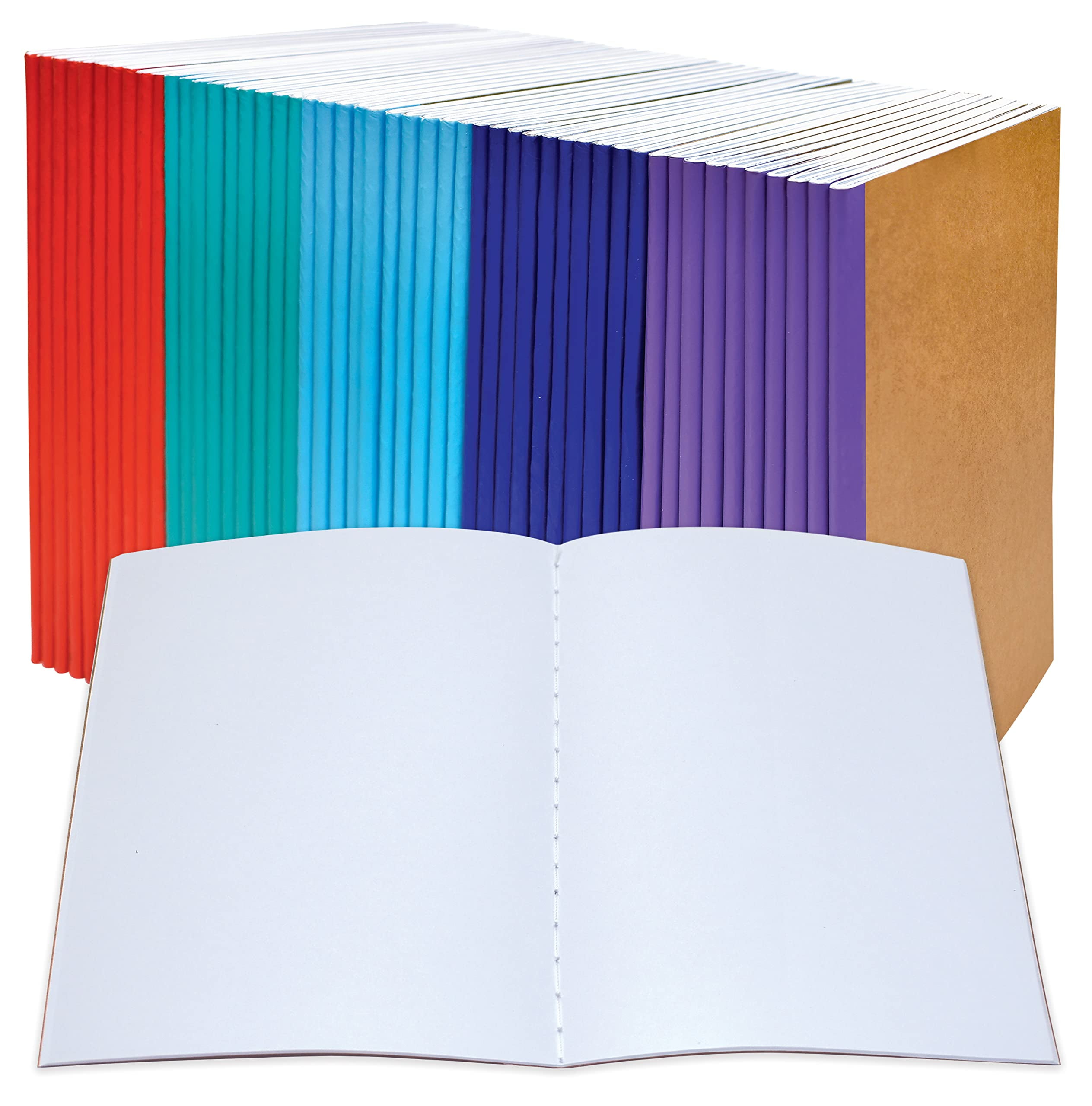 Better Office Products - Kraft notebook - stitched binding - A5 - 140 x 211 mm - 30 sheets / 60 pages - white paper - assorted color covers - paper (pack of 50)