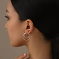 thumbnail image 2 of LeCalla 925 Sterling Silver Textured Hoop Earrings Lightweight Circular Double Layered Hoop Earrings for Women Teen 27MM, 2 of 6