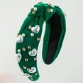 thumbnail image 2 of HCURIBAD Valentine's Day Gift Pearl Knotted Headband for Women Love Styles White Pearl Rhinestone Crystal Jeweled Hairband Boho Head Band Headpieces Head Accessories Green One Size, 2 of 4
