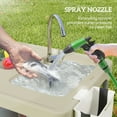thumbnail image 4 of Outsunny Folding Fish Cleaning Table with Sinks, Outdoor Fillet Table with Faucet, Drainage Hose, Sprayer, Shelf, Drawer and Storage Basket, Tan, 4 of 9