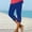 Blue, variant on Summer Solid Slim High Waist Capri Leggings, Elastic Stretch Waist Soft Breathable Women Daily Workout Pants Wine M