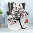 thumbnail image 4 of Valentines Day Soft Flannel Fleece Throw Blanket, Love Tree with Heart Romance Fruits Leaves Forest Couple Art, Cozy Plush for Indoor and Outdoor Use, 60" x 80", Vermilion Black, by Ambesonne, 4 of 5