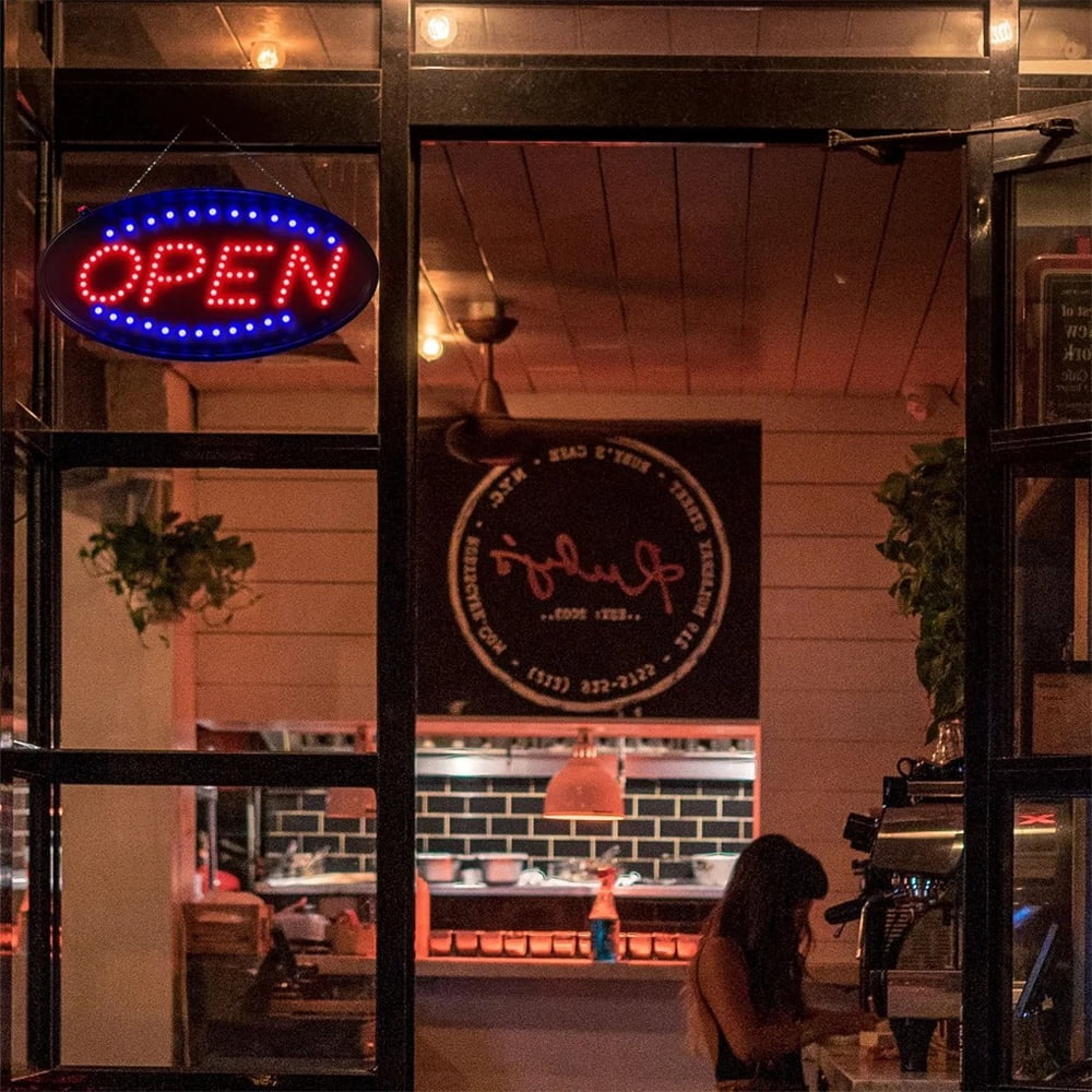 LED Open Sign 19x10 Inch Bright Flashing Business Sign for Window, Wall, Shop, Bar, Restaurant, Hotel – Two Modes, Energy Efficient, Durable, Easy Mounting, Eye-Catching Display Light