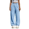 thumbnail image 3 of Oksale Womens Petite Sweatpants with Pockets Elastic Drawstring Waisted Straight Leg Sweat Pants Comfy Moisture Wicking Loose Gym Pants for Fall Blue S, 3 of 9