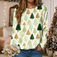 thumbnail image 2 of larppty Women's Ugly Christmas Sweaters Cute Christmas Tree Long Sleeve Crewneck Sweatshirts Casual Oversized Pullover Tops （Khaki, M）, 2 of 6