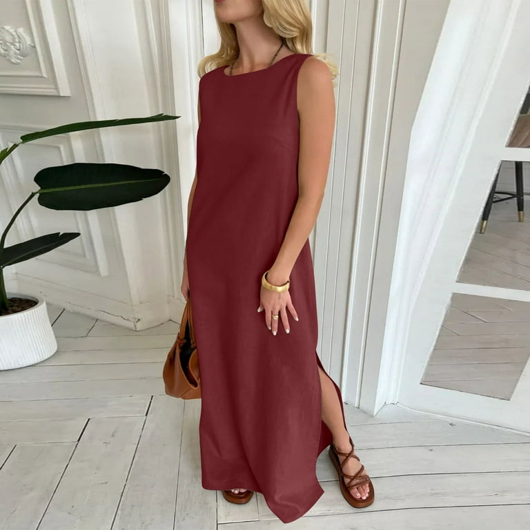fitted lace wedding dress Roade Porto Red Linen Midi Dress Organic Clothing Spain – The Fairnest