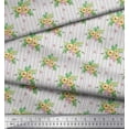 thumbnail image 3 of Soimoi Gray Heavy Canvas Fabric Stripe & Anemone Floral Printed Craft Fabric by the Yard 58 Inch Wide, 3 of 3
