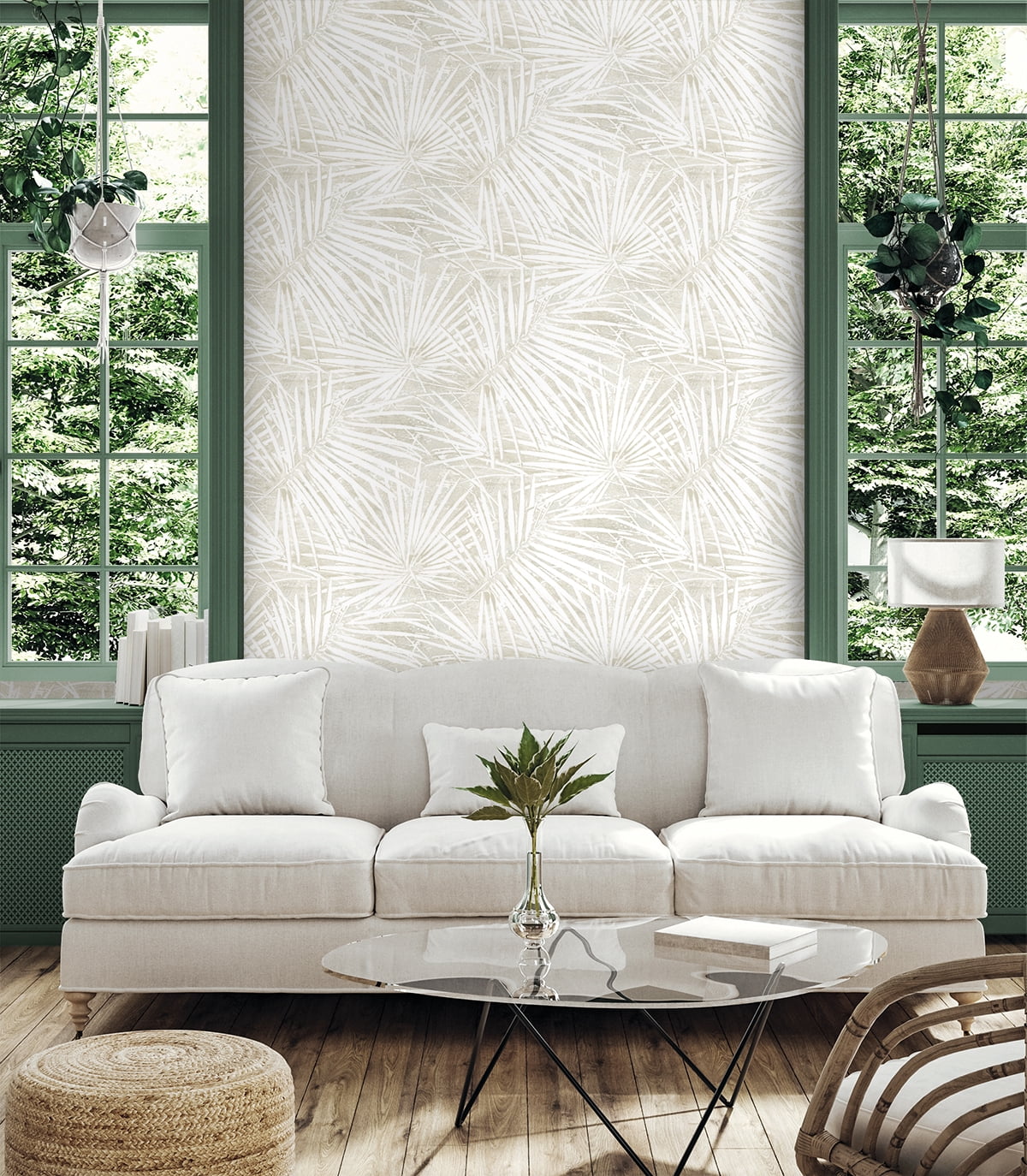 Stacy Garcia Home Natural Fossil Palm Peel and Stick Wallpaper - 20.5 in. W x 10 ft. L Roll