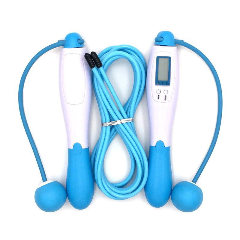 Portable Fitness Calories Wireless Digital Cordless Jump Rope Skipping LCD Blue 