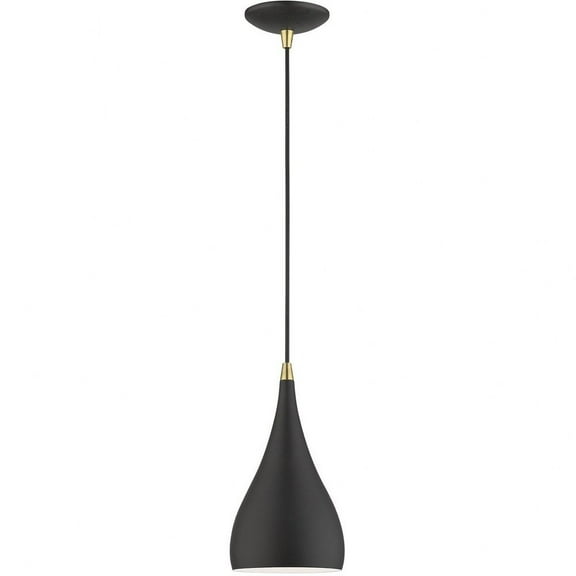 Coastal Mid Century Scandinavian One Light Chandelier-Textured Black/Antique Brass Finish Bailey Street Home 218-Bel-4828697