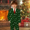 thumbnail image 5 of Tisuna Little Boys Christmas Suit Jacket Cartoon Print Long Sleeve Lapel Neck Coat Fashion Comfortable Autumn Winter Boys Outerwear Green Size 3-4 Years, 5 of 5