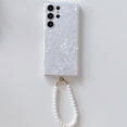 thumbnail image 3 of Clear Cover Compatible with Galaxy S24 Ultra, Elegant Shell Patten Non-Yellowing S24 Phone Case, Cute Bling Protective Slim Thin S24 Case with Pearl Chain Bracelet (Pink,Galaxy S24), 3 of 7