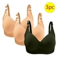 thumbnail image 2 of Olyvenn Women's 3 Pcs Lightly Padded Everyday Bras Seamless Wirefree Bra Push Up Brassiere Plus Size Full Coverage Comfort Bras for Women Army Green 44/100, 2 of 3