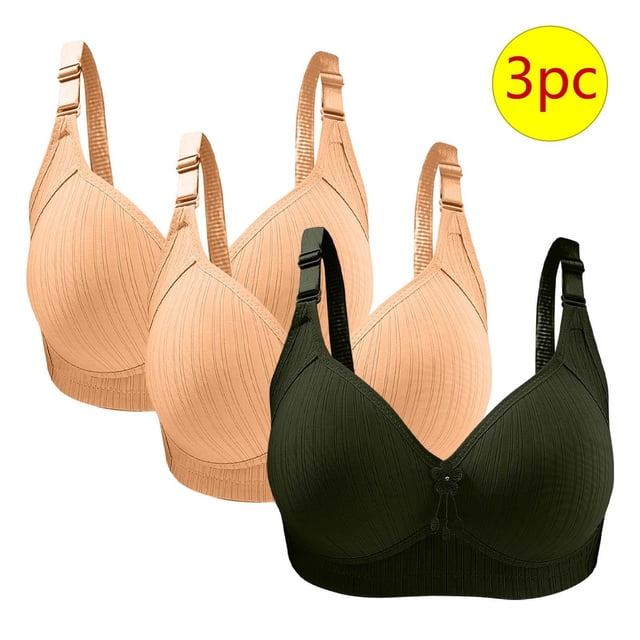 Bras for Women, 3PC Womans Large Size Solid Color Without Steel Ring Gathering Comfortable Bras Daily Bra